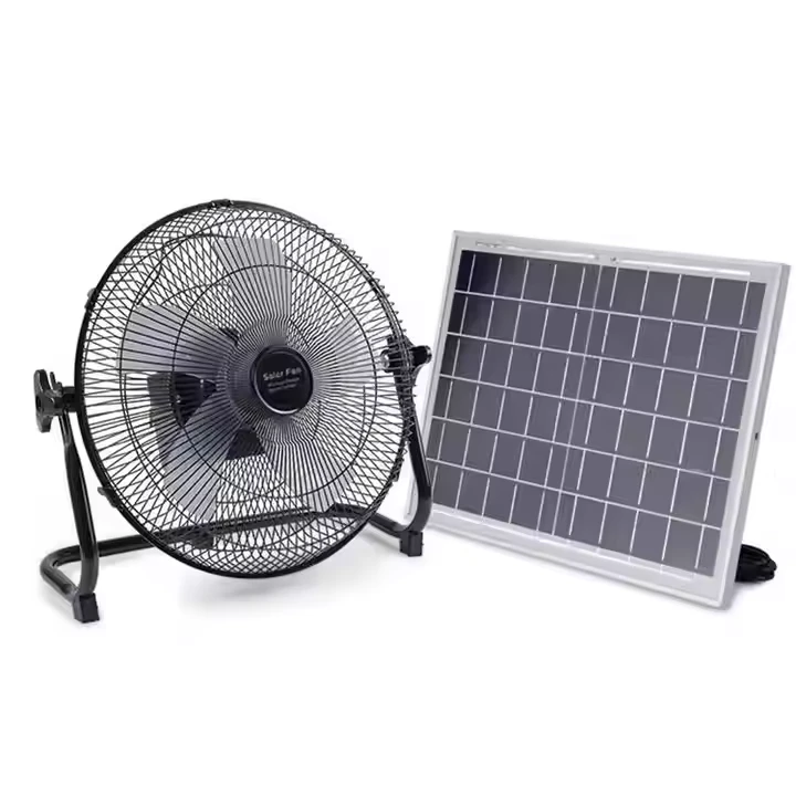 14 Inch Solar Energy Rechargeable Fan Portable Outdoor Cooling Fan with Solar Pa